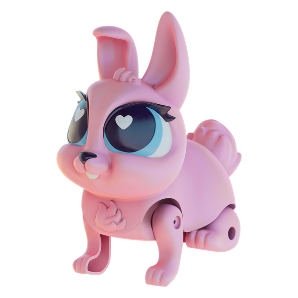 JIGGLY PETS - RUBBERY WALKING RABBIT "PIXIE" WITH SOUNDS