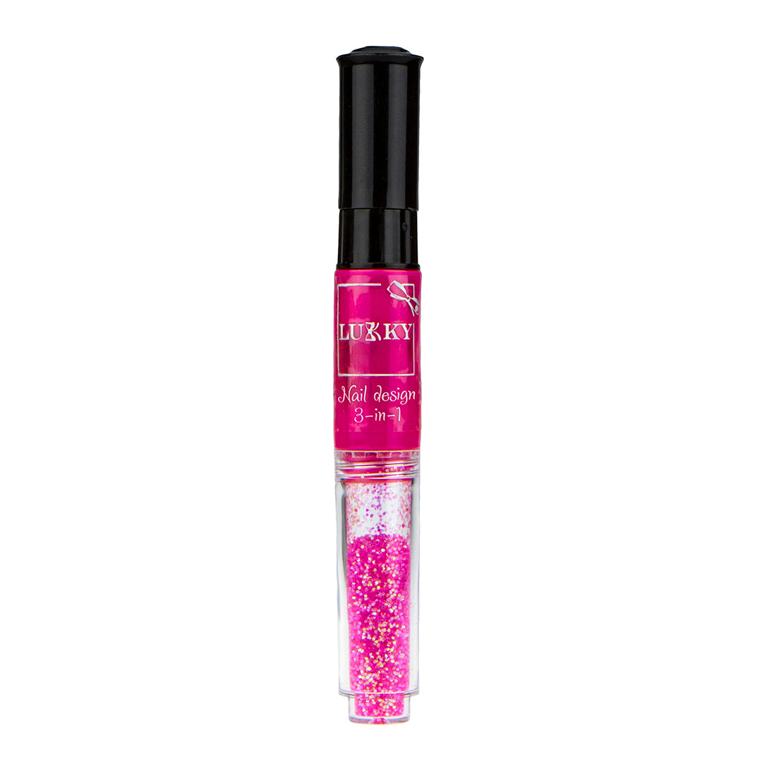 Lukky Nail Design Pen 3-In-1 (6 ml) (Fuchsia)