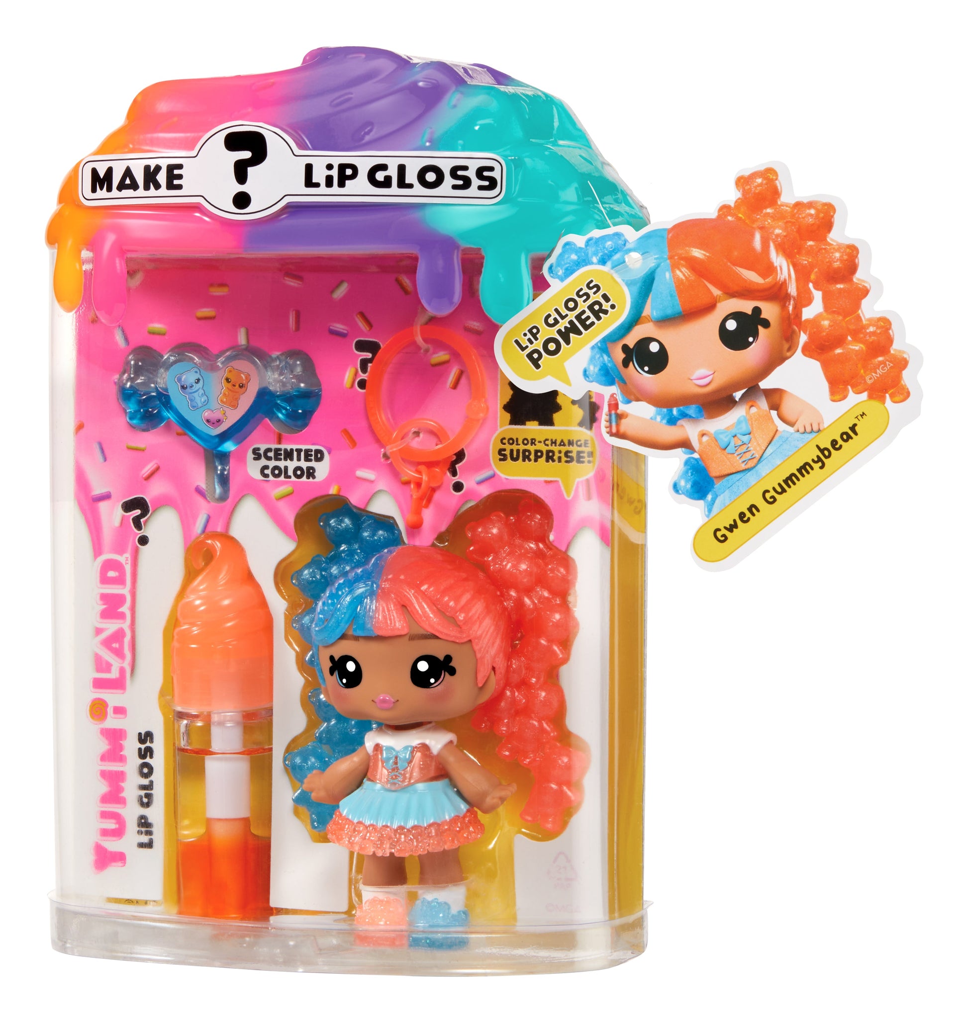 Yummiland Lip Gloss Doll: Mystery Color Change - Gwen Gummybear