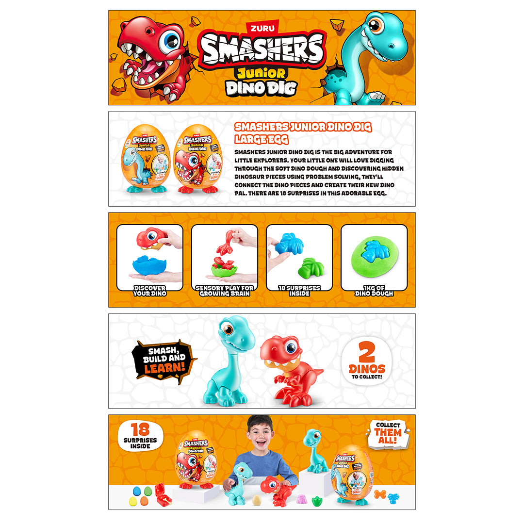 Smashers Junior Dino Dig Large Egg Brontosaurus Smashers Junior Dino Dig Large Egg Brontosaurus