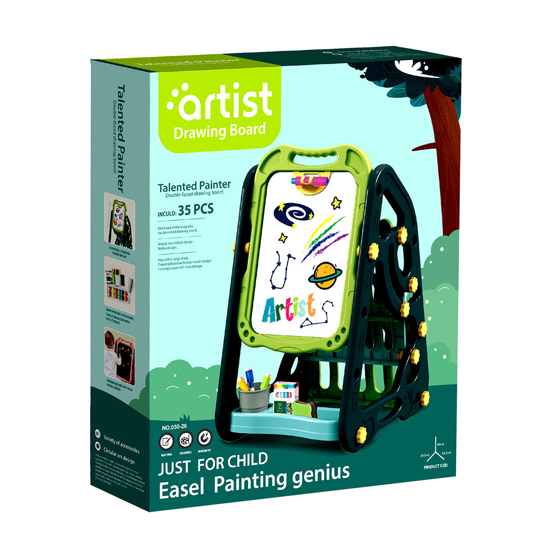 Double-side Drawing Board with Green Bookshelf