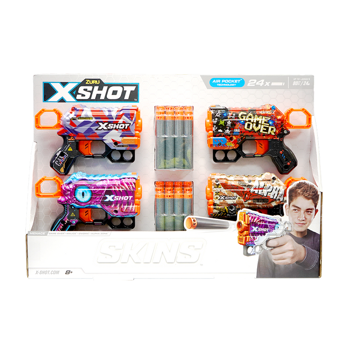 X-Shot Skins Menace 4pk (24Darts)